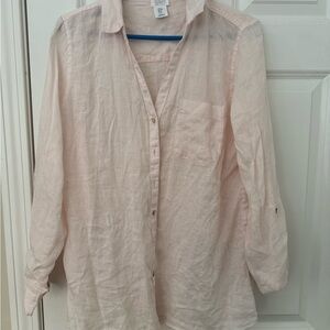 Sigrid Olsen Soft Pink Linen Shirt